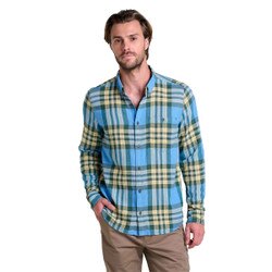 Toad&Co Airsmyth Long Sleeve Shirt Men's in Blue Jay Lg Scale